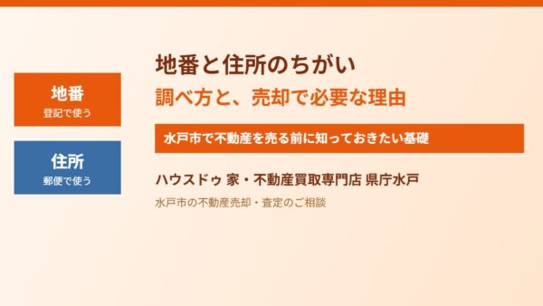 地番と住所の違い｜調べ方と売却で必要な理由【水戸市】